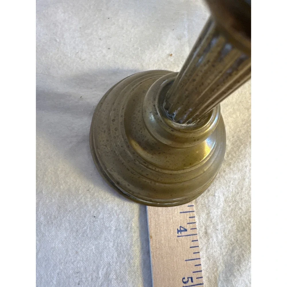 Vintage Brass Candlestick Holders Pair Fluted Column Neoclassical Taper Set
